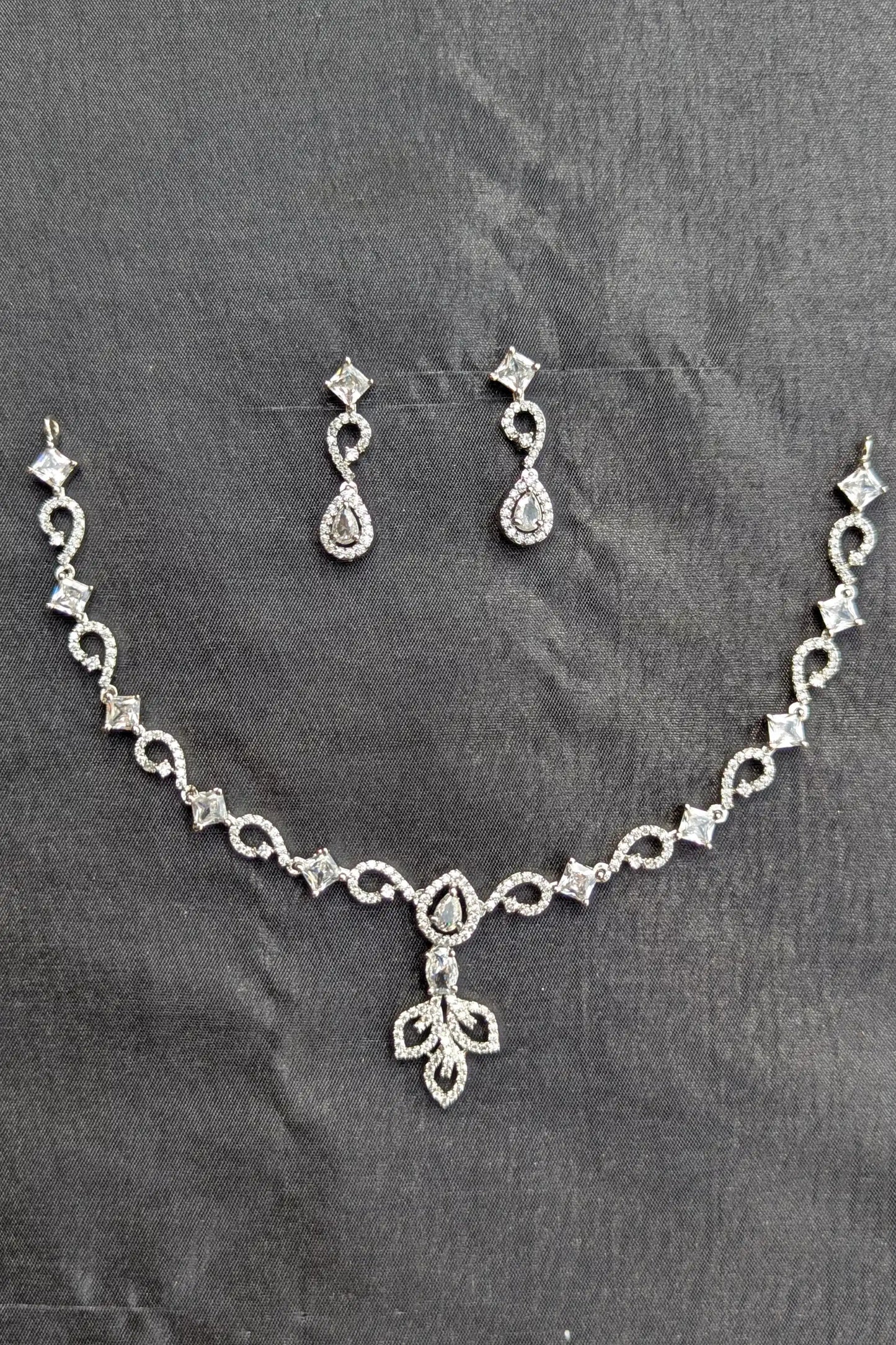 Crystal 1 Carat Necklace and Earrings Set - NKL140
