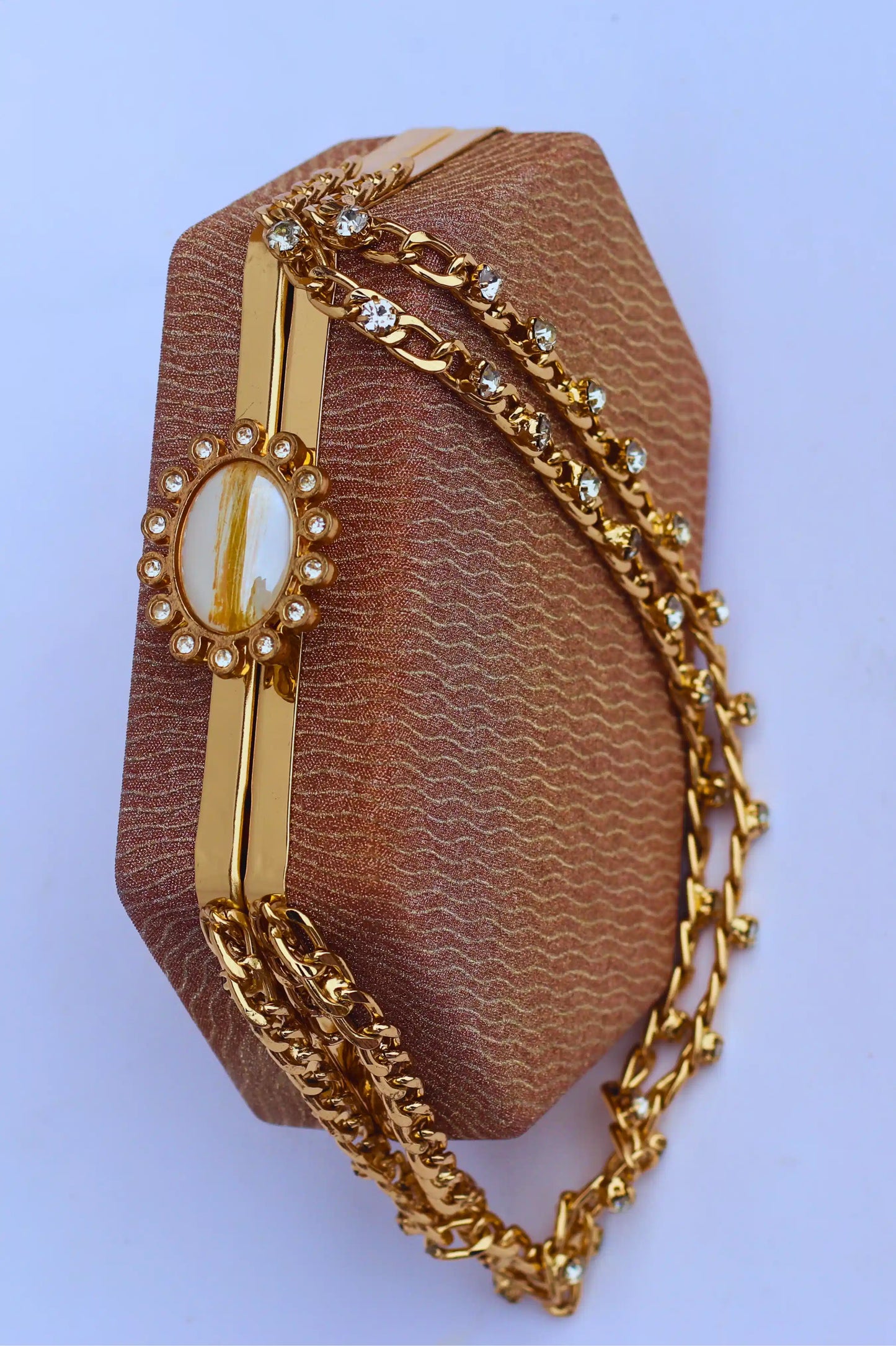 Bridal Clutch Bag with Pearl Chain top view
