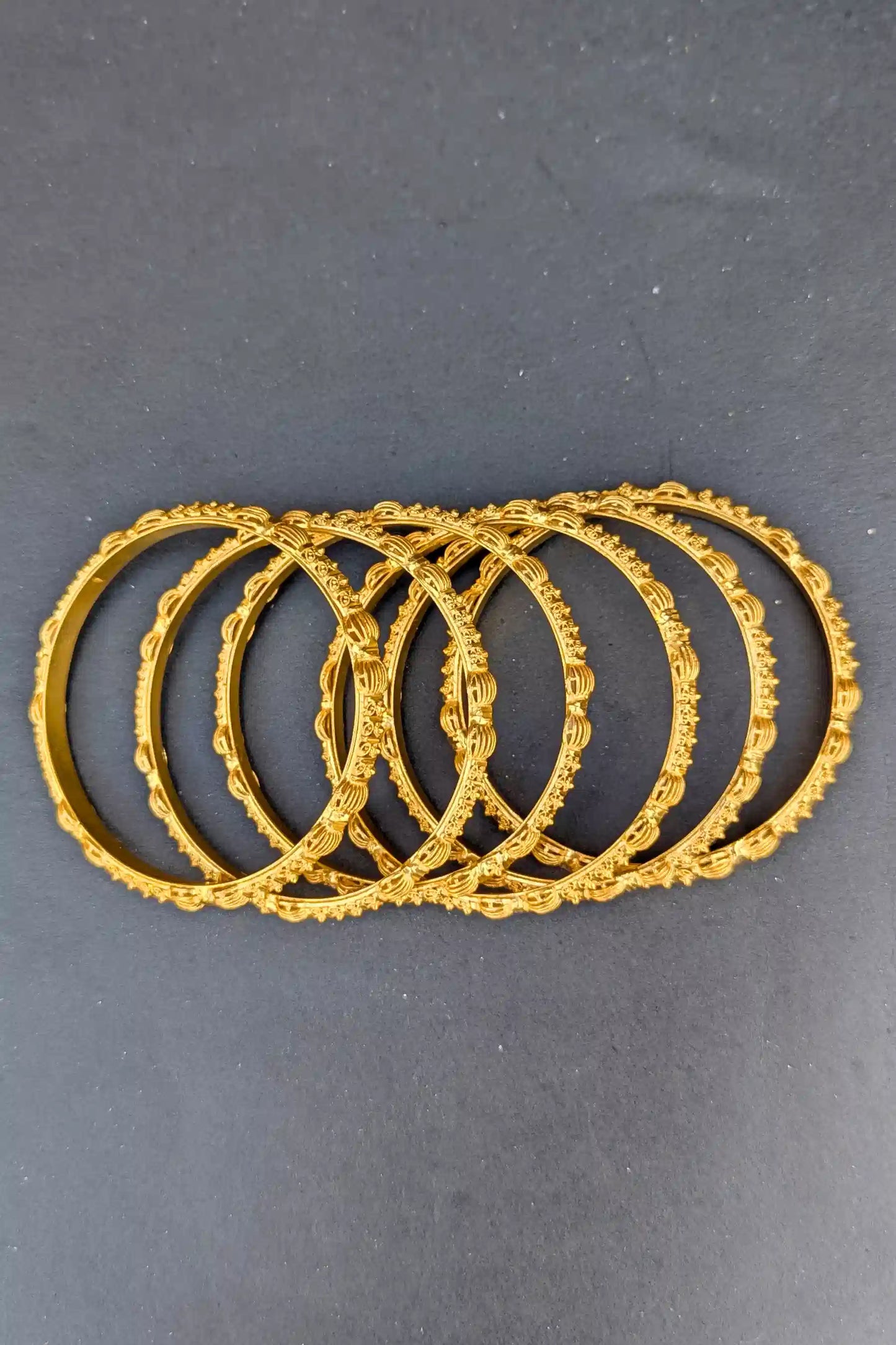 Gold Pleated Bridal Bangles– Valentina Jewelry