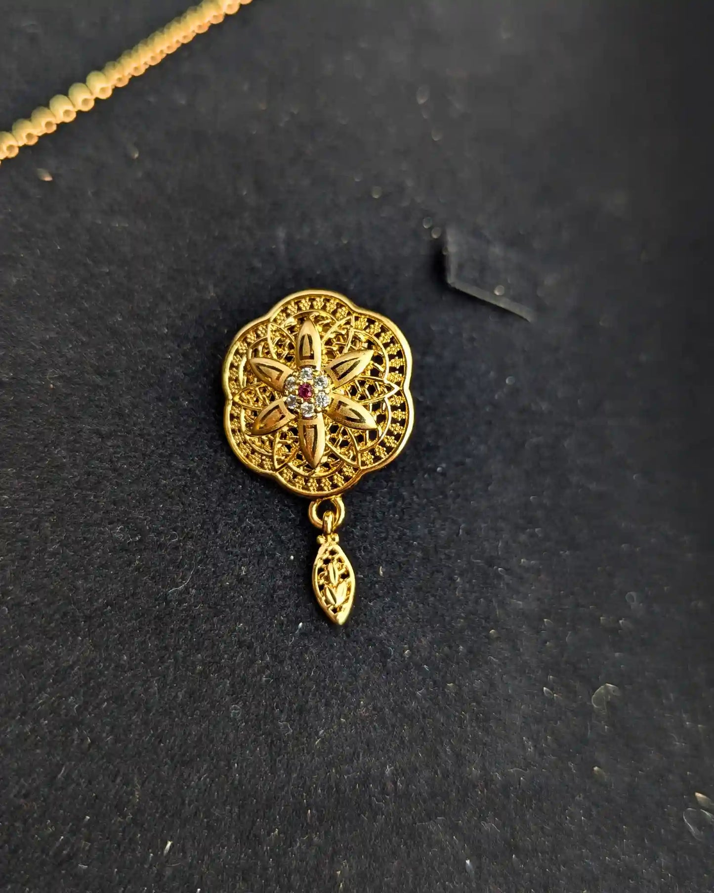 Golden Color Locket Set with Earrings and Ring – Jewelry for Women
