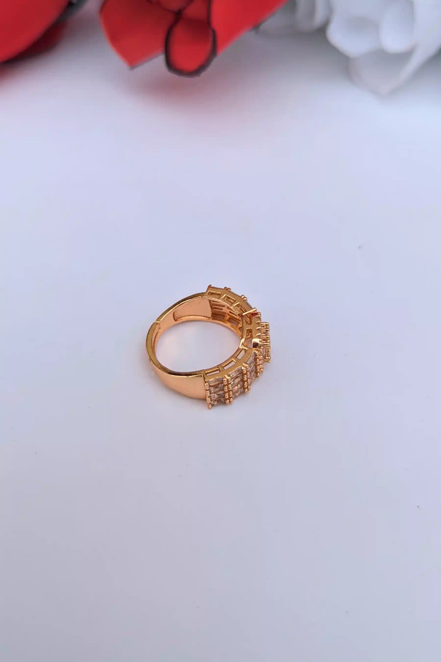 Golden Designer Ring for Women – Valentina Jewelry side view