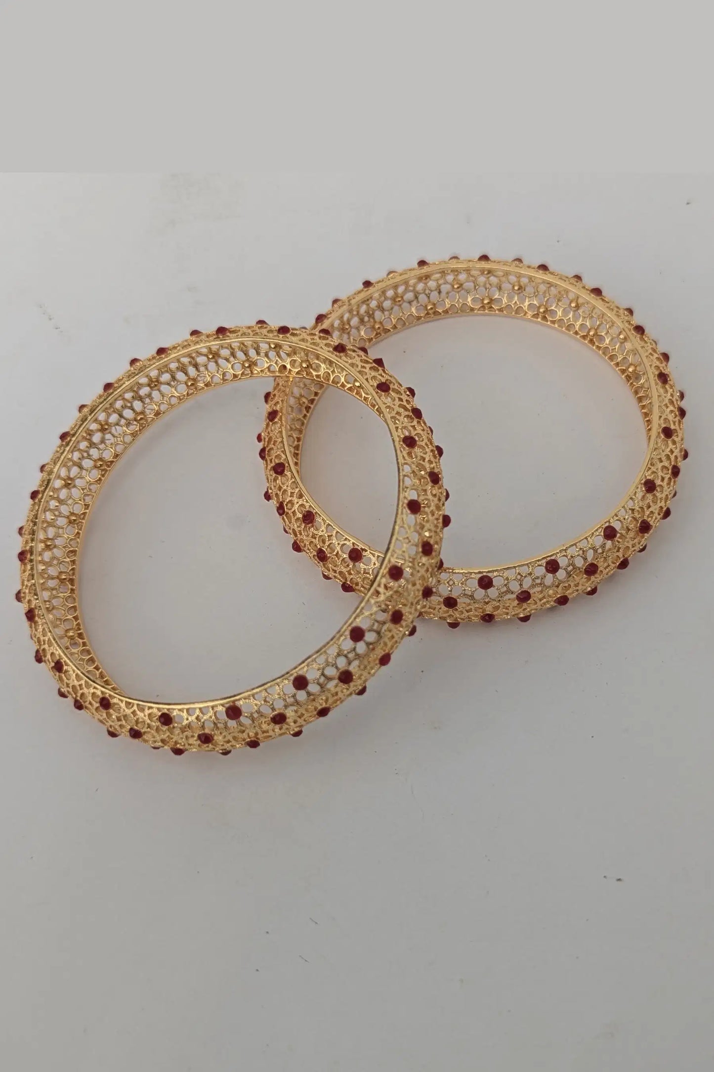 Golden Karray for Girls with Small Red Beads top view
