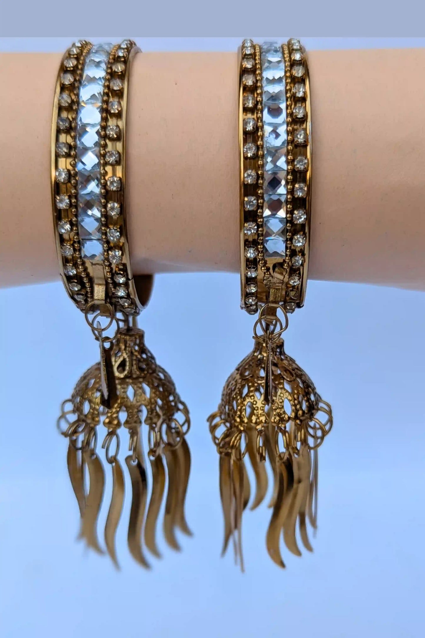 golden bangle with jhumka
