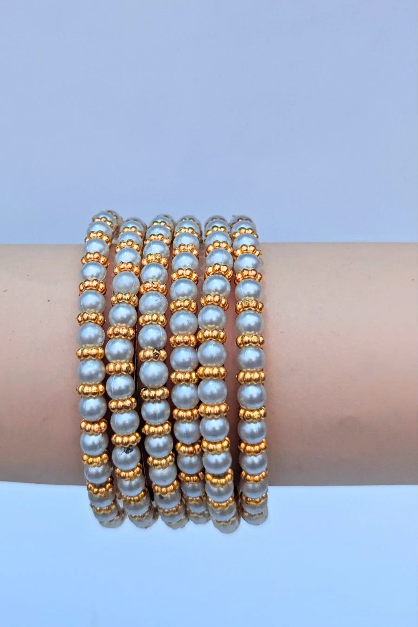 Golden and White Bead Bangles for Girls