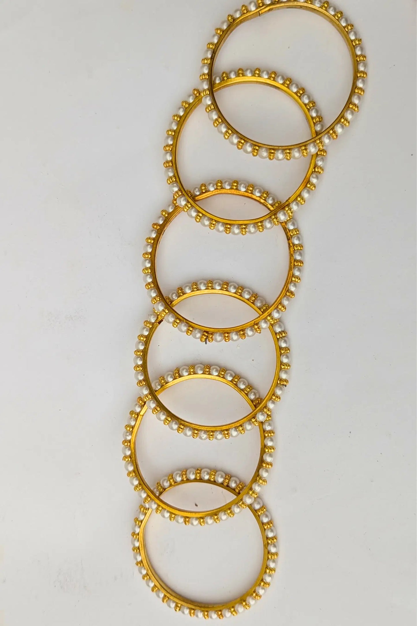 Golden and White Bead Bangles for Girls