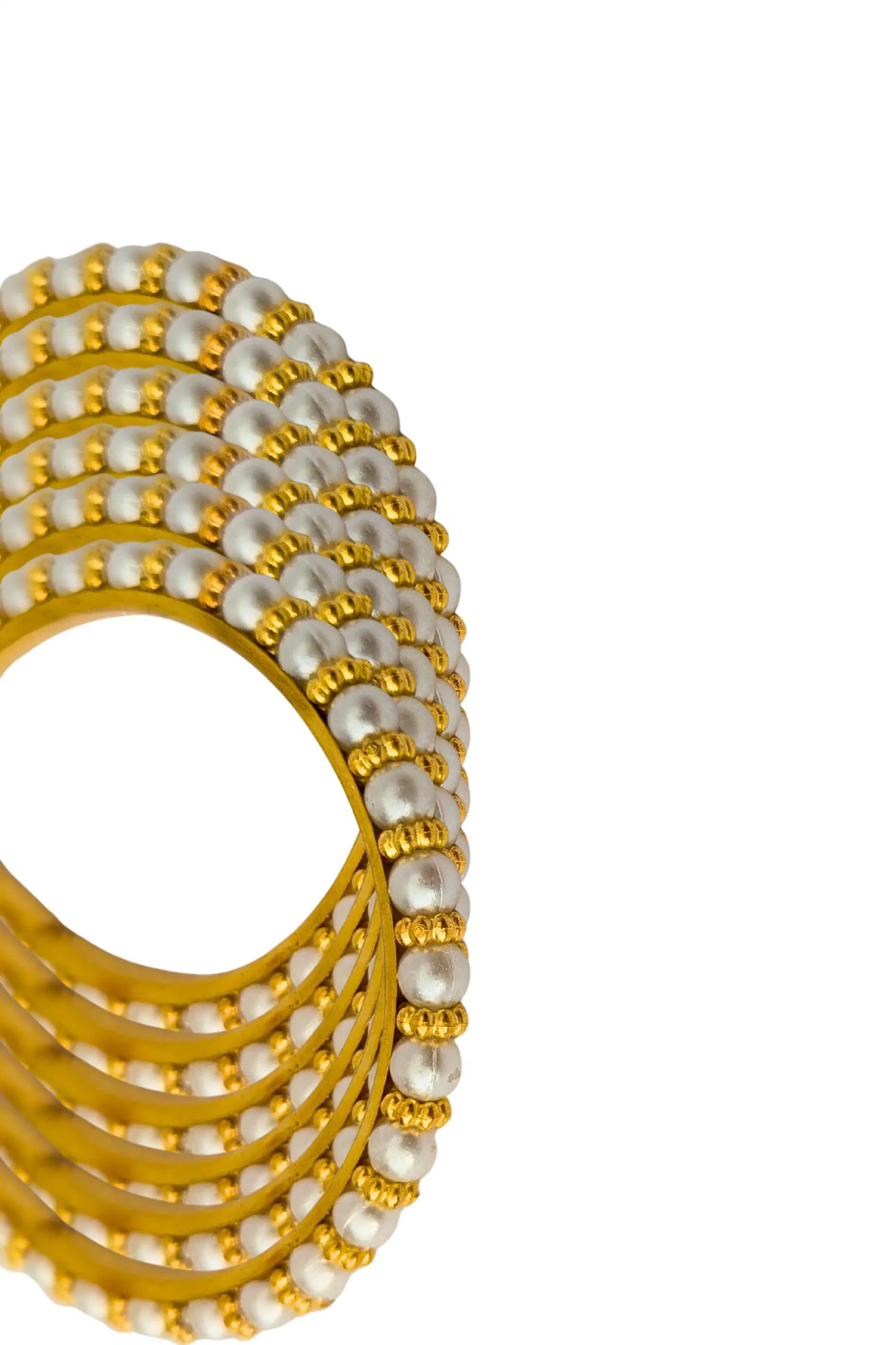 Golden and White Bead Bangles for Girls