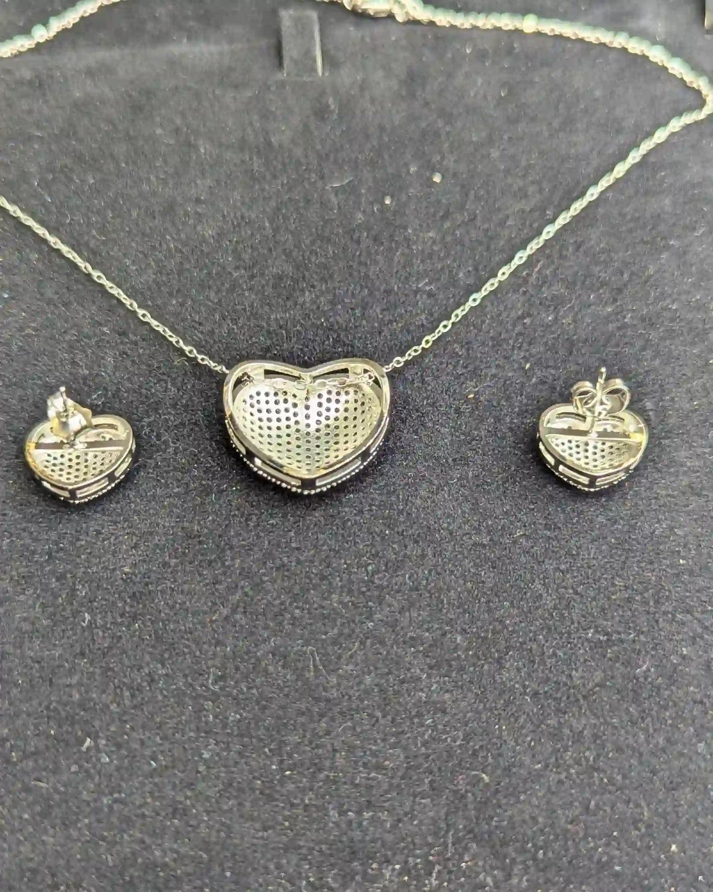 Heart Shape Locket Pendant with Stud Earrings