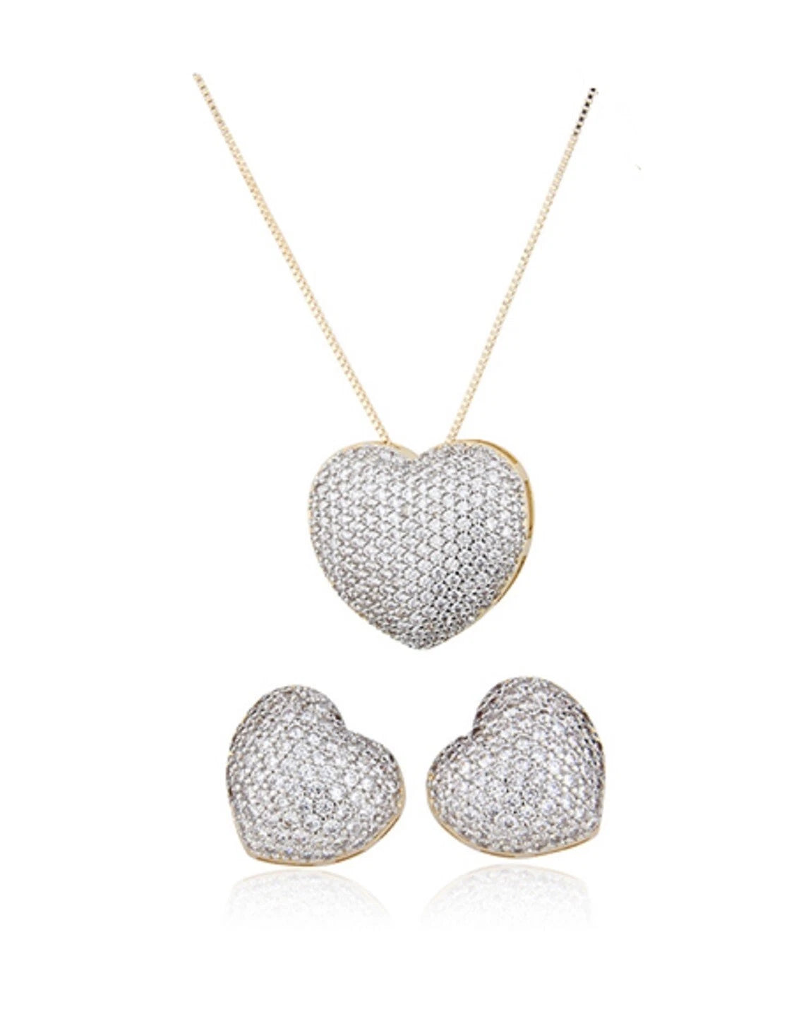 Hear shape locket with stud earrings