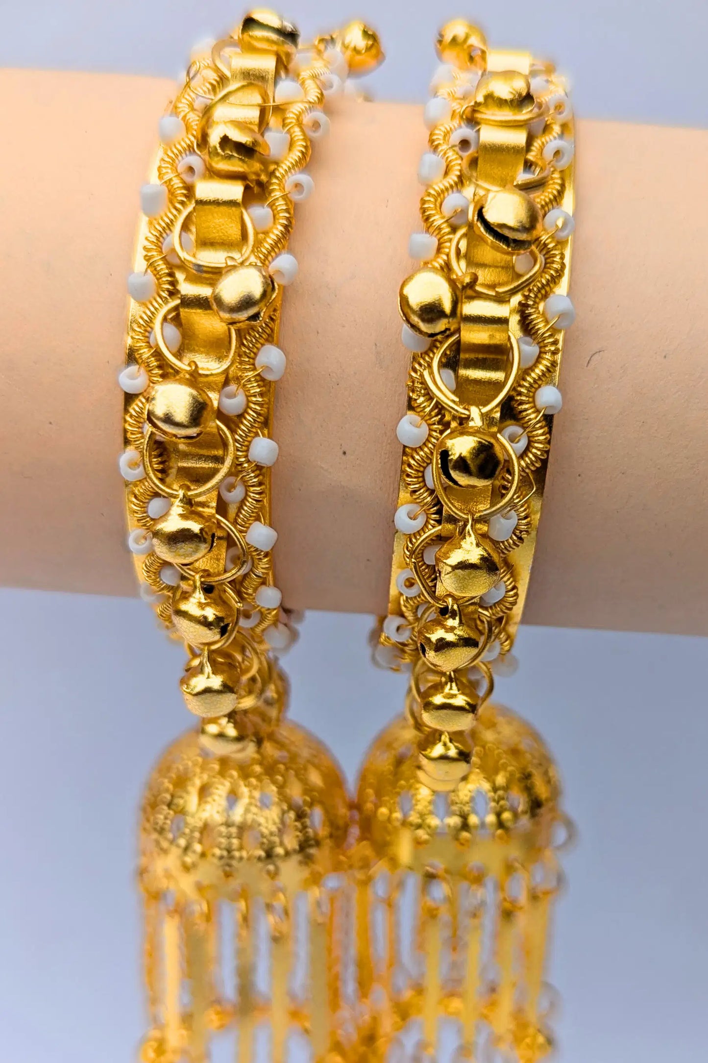 Jhumka bangle with tassle and jhumka hanging