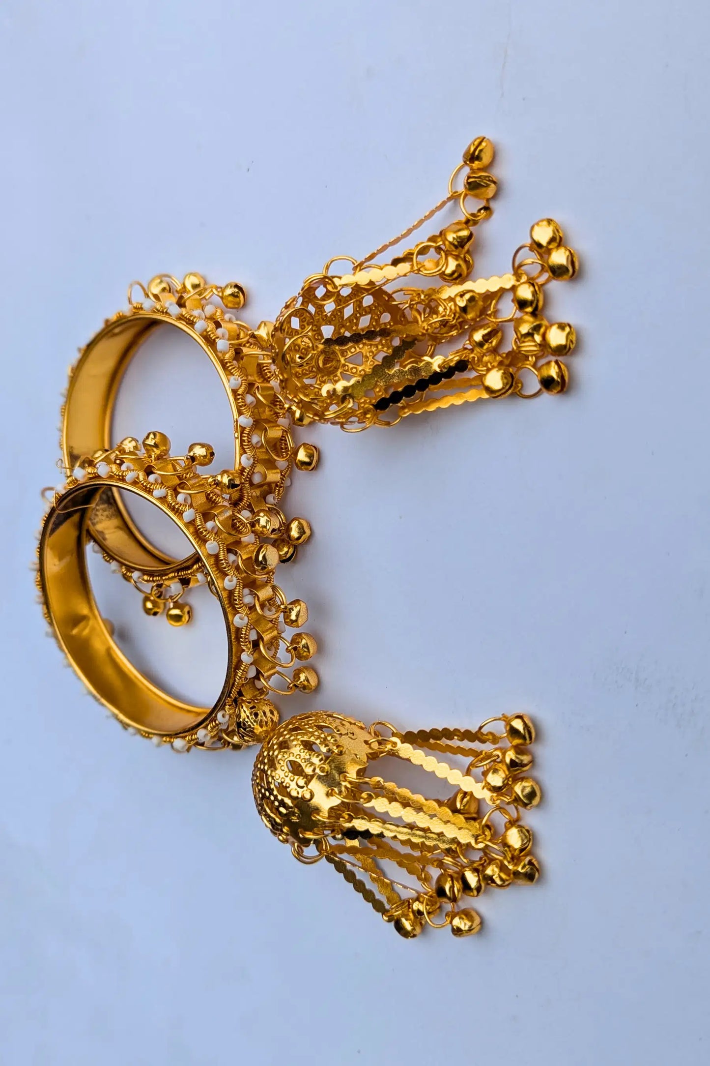 golden latkan bangles, jhumka bangles for girls
