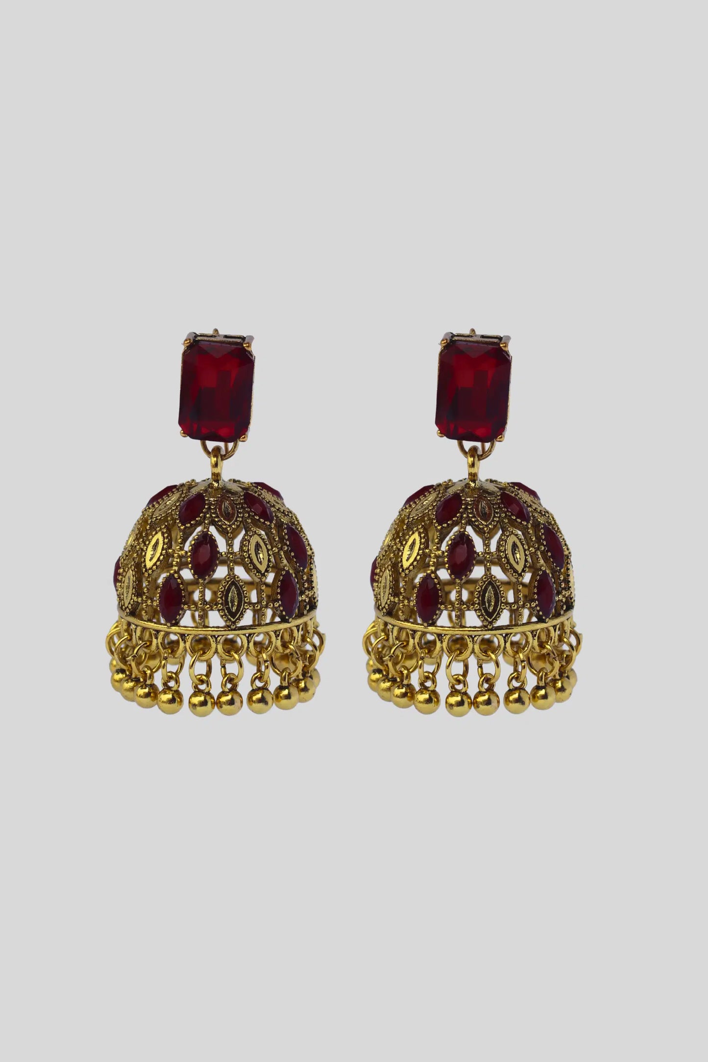 Red Pearl Jhumkis for Girls