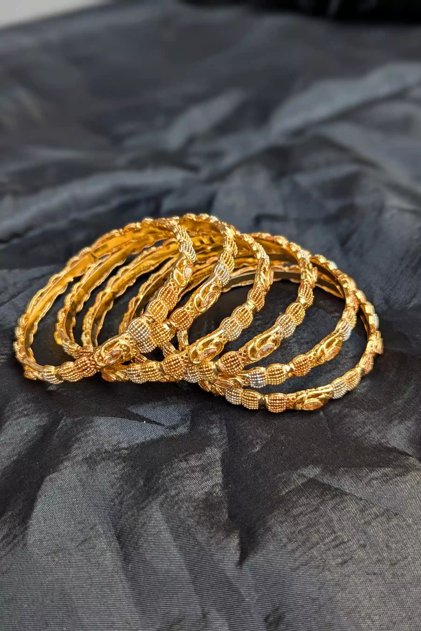 Golden Champagne Pearl Bangles for Girls
