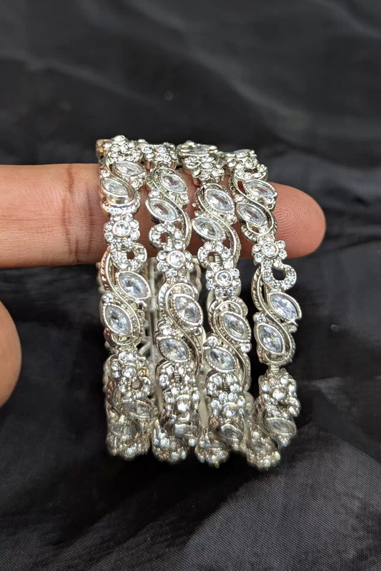 One Carat Silver Pearl Bangles – Valentina Jewelry