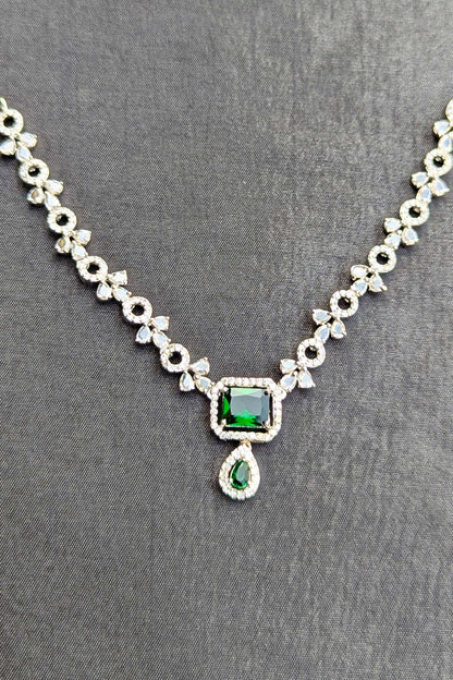 1 Carat Jewelry – Silver Crystal Necklace & Earrings Set - NKL 131