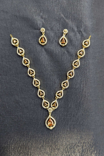 Necklace and Earrings Set with Centerpiece Crystals - NKL 133