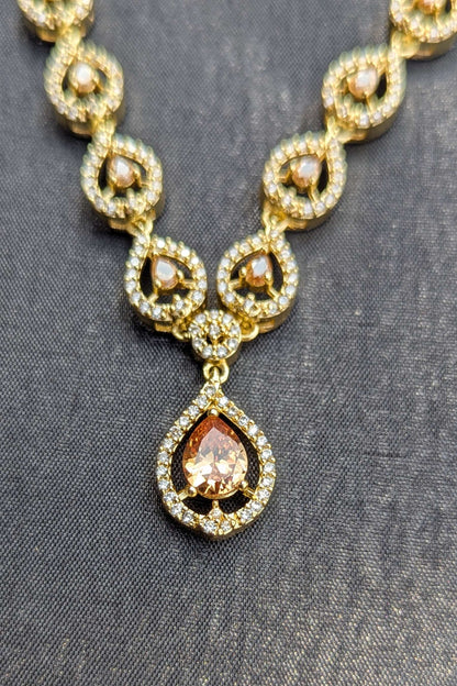 Necklace and Earrings Set with Centerpiece Crystals - NKL 133