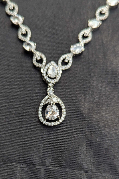 Dazzling Silver Necklace and Earrings set - NKL 134