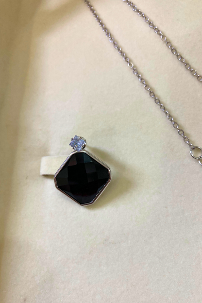 Elegant Black Stone Pendant and Earring Set