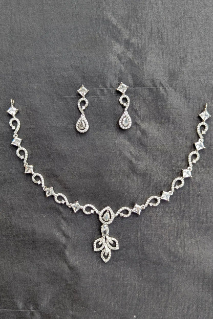 Crystal 1 Carat Necklace and Earrings Set - NKL140
