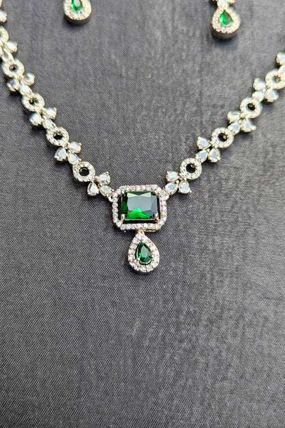 1 Carat Jewelry – Silver Crystal Necklace & Earrings Set - NKL 131