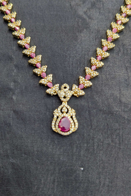 1 Carat Golden Necklace and Earrings Set - NKL 136