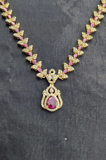 1 Carat Golden Necklace and Earrings Set - NKL 136