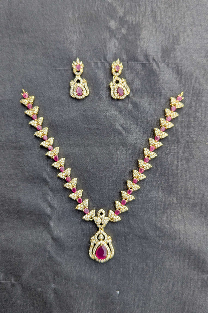 1 Carat Golden Necklace and Earrings Set - NKL 136