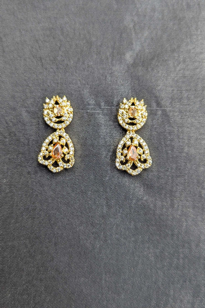 1 Carat Golden and Champagne Necklace and Earrings Set - NKL137