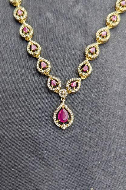 Golen 1 Carat Necklace and Earrings Set - NKL 138