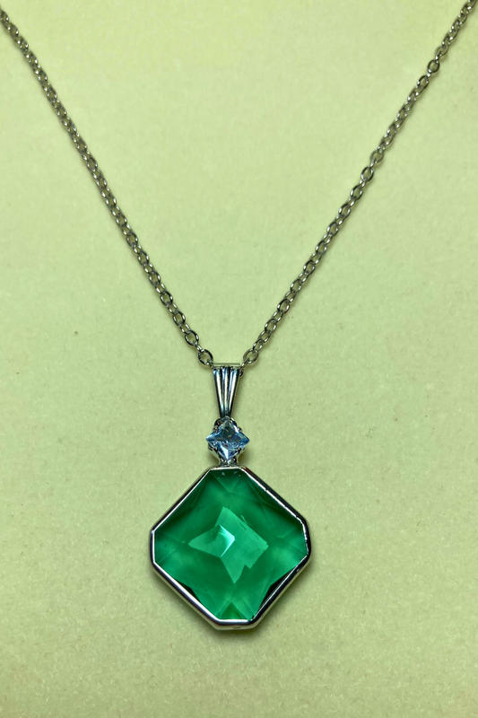 Elegant Green Stone Pendant and Earring Set