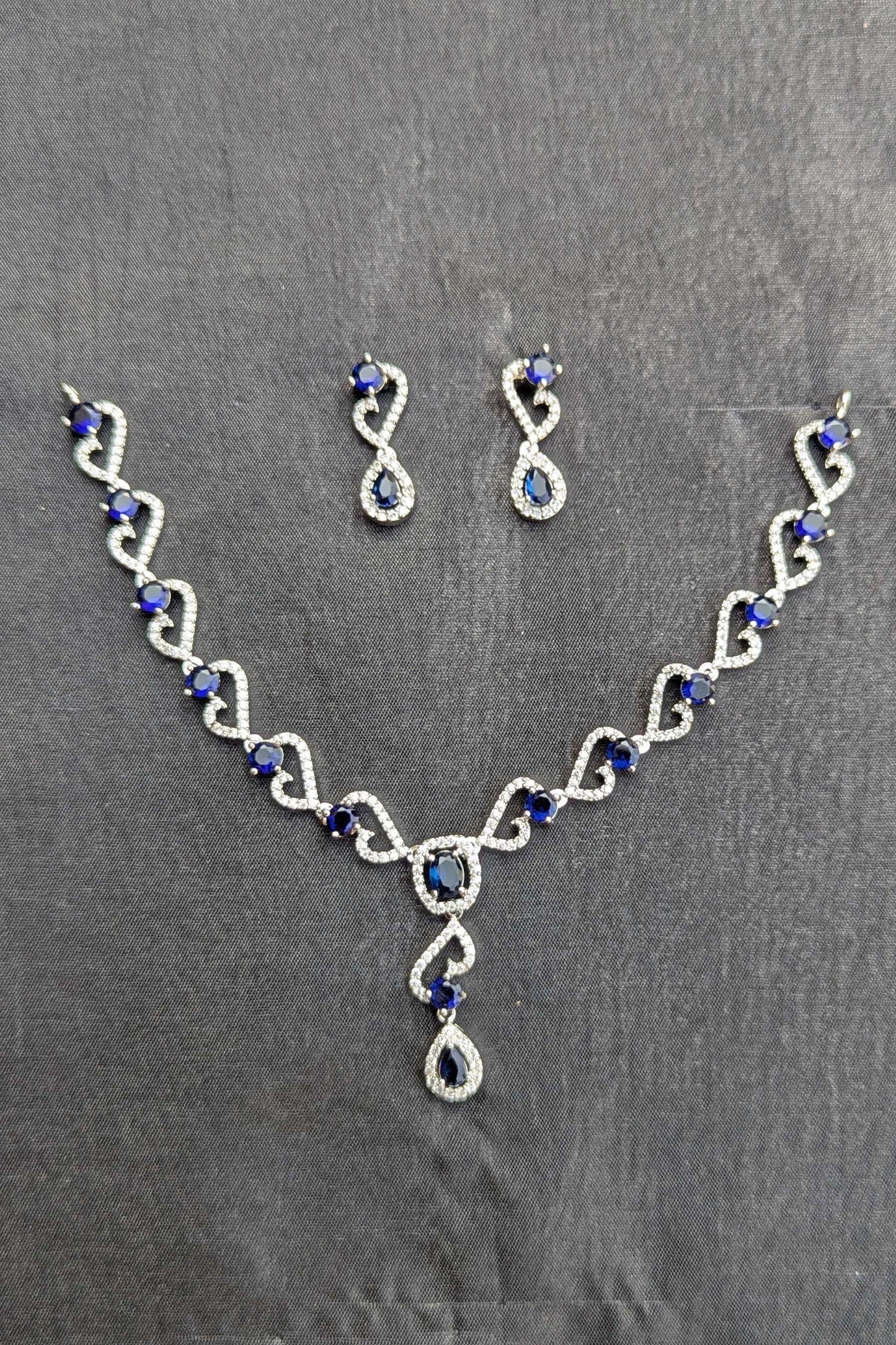 Royal Blue Infinity Necklace and Earrings Set - NKL 139