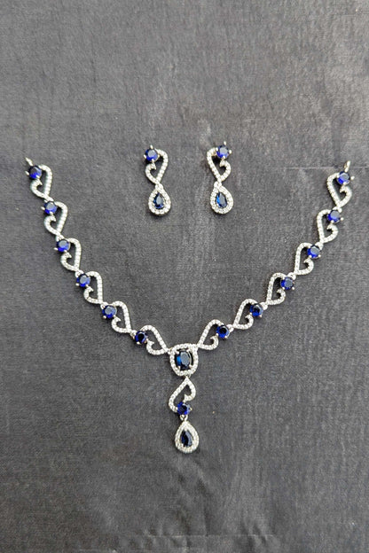 Royal Blue Infinity Necklace and Earrings Set - NKL 139