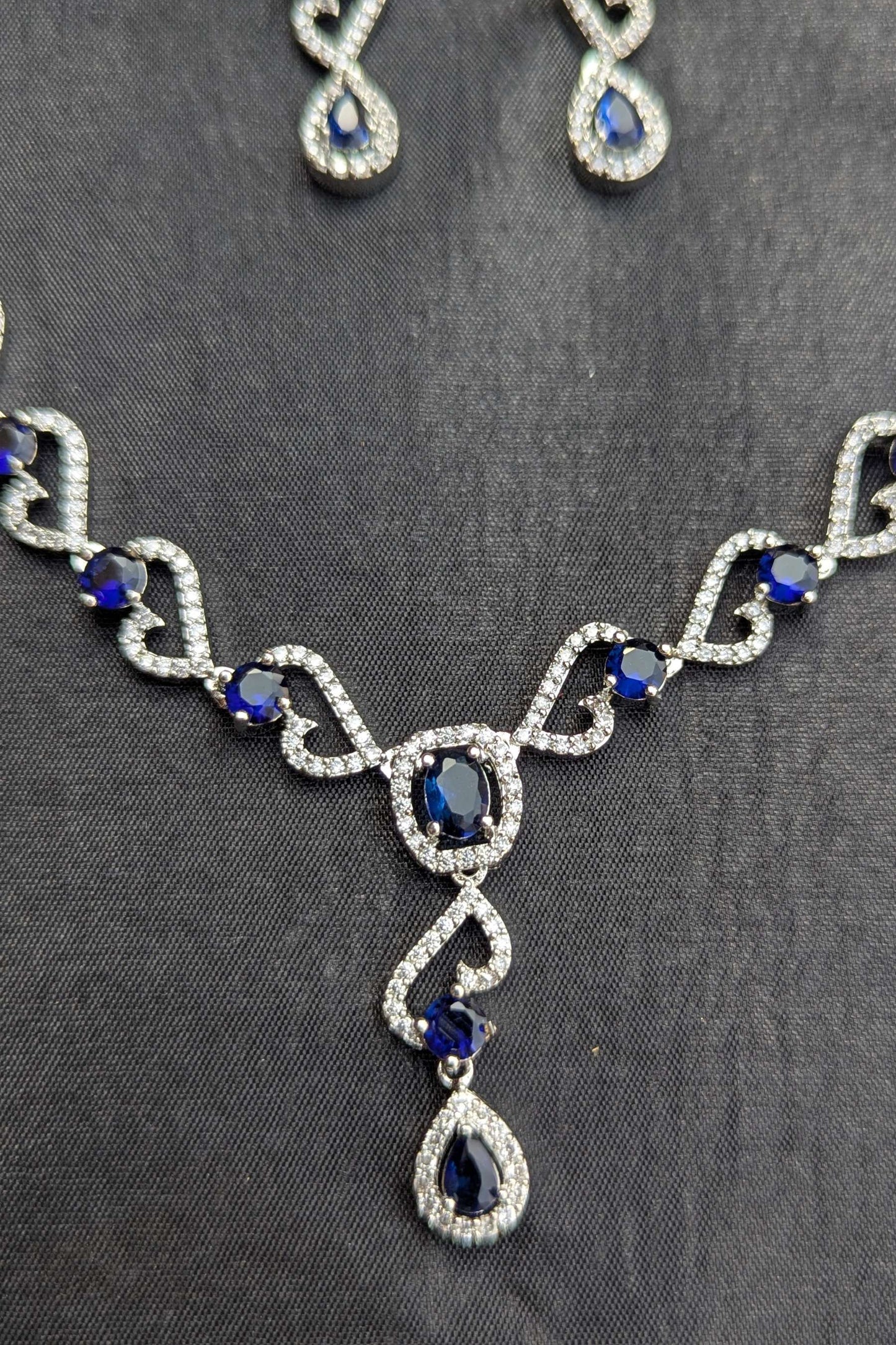 Royal Blue Infinity Necklace and Earrings Set - NKL 139