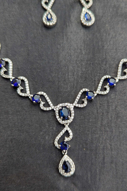 Royal Blue Infinity Necklace and Earrings Set - NKL 139