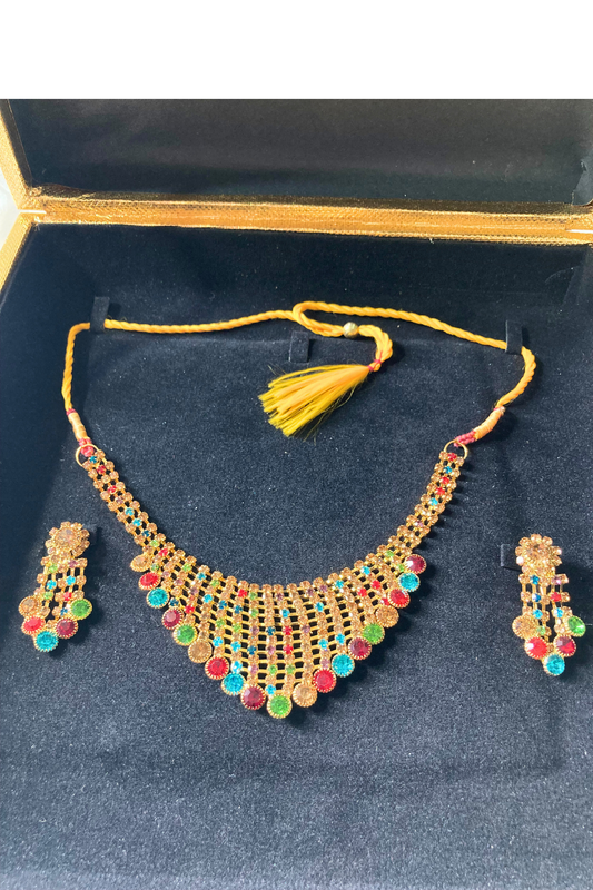 Charming Multi-Color Necklace and Earring Set for Girls