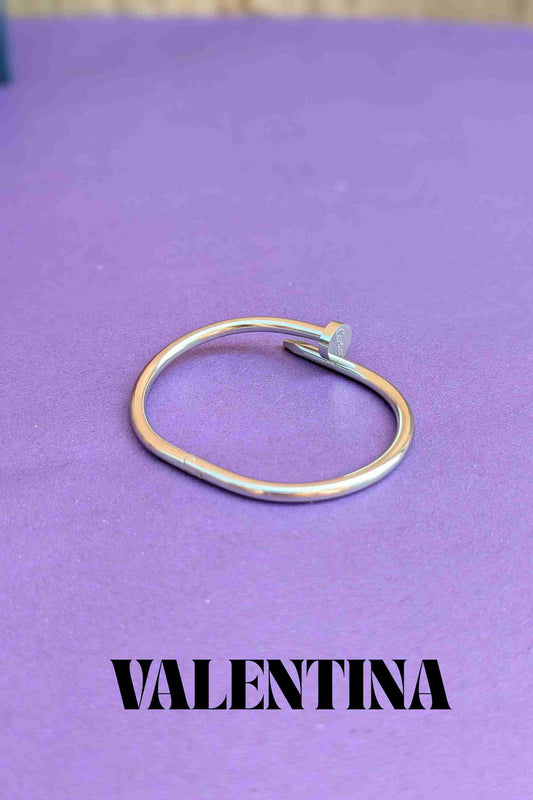 Silver Nail Bracelet for Women – Elegant White Finish | Valentina Jewelry