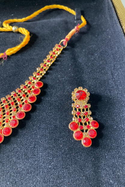 Red Pearls Necklace Set and Earring for Girls