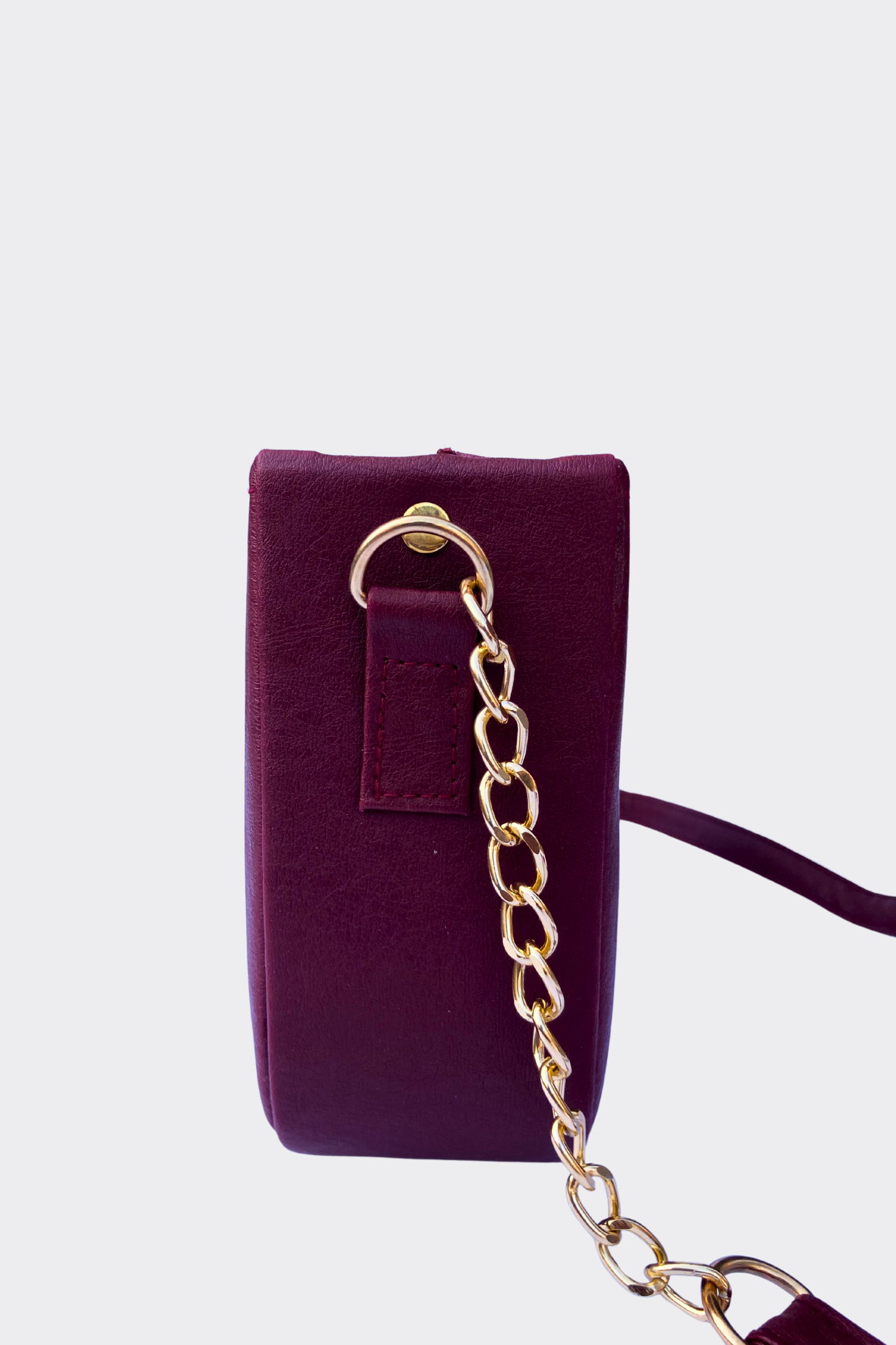 Maroon Alina Ladies Bag  for women  side view with chain