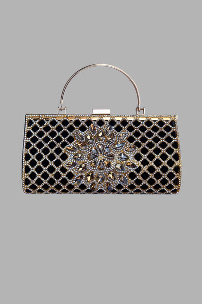 Black Crystal Clutch Bag for Girls – Elegant Evening Handbag