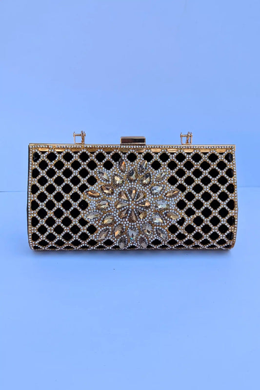 Black Crystal Clutch Bag for Girls – Elegant Evening Handbag