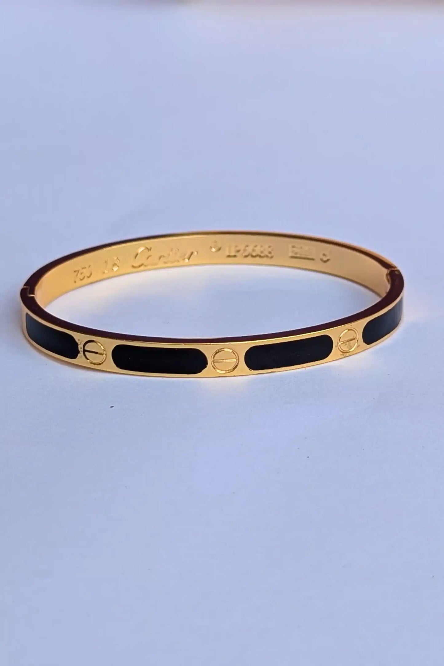 Black Enamel Stainless Steel Bracelet for Girls