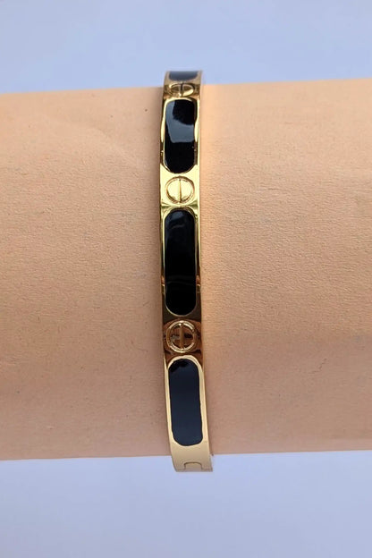 Black Enamel Stainless Steel Bracelet for Girls