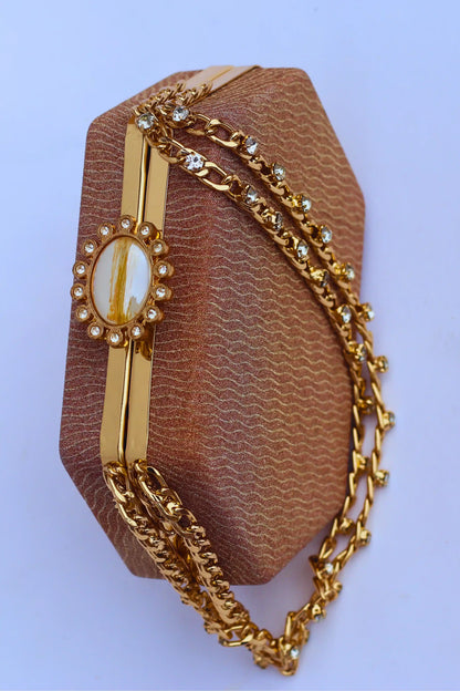 Bridal Clutch Bag with Pearl Chain top view