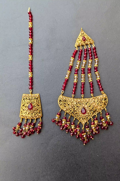 Golden and Red Bridal Jewelry Set