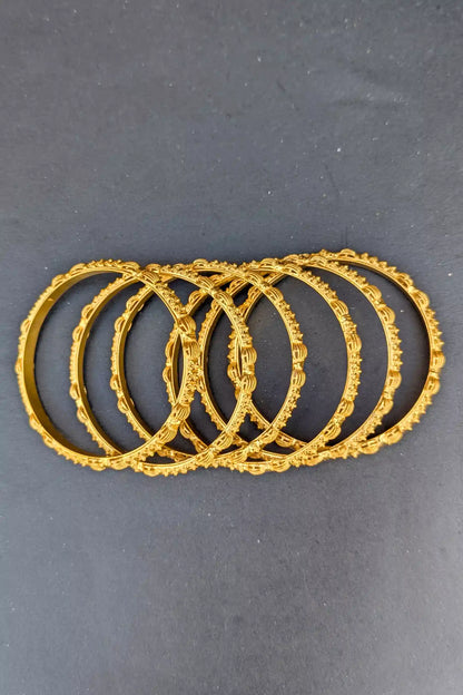 Gold Pleated Bridal Bangles– Valentina Jewelry