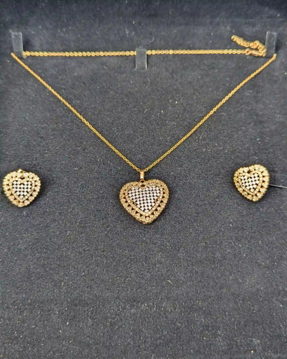 Golden Heart Locket with Earrings – Jewelry Set for Girls and Women