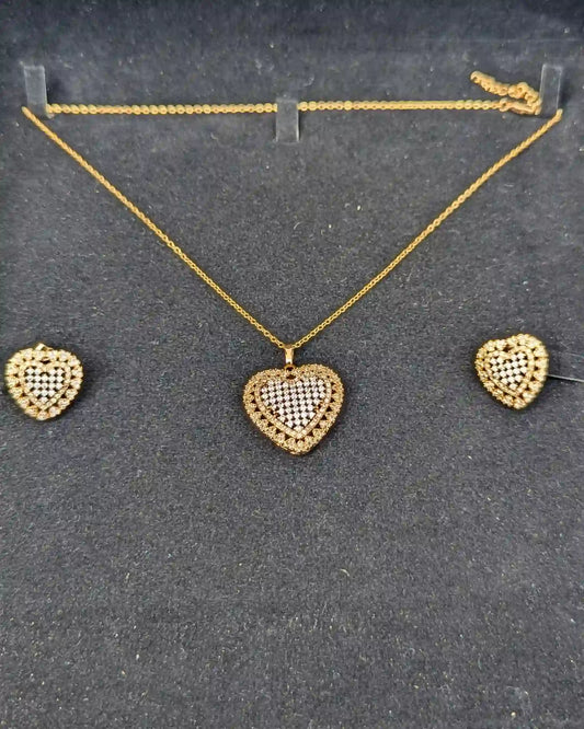 Golden Heart Locket with Earrings – Jewelry Set for Girls and Women