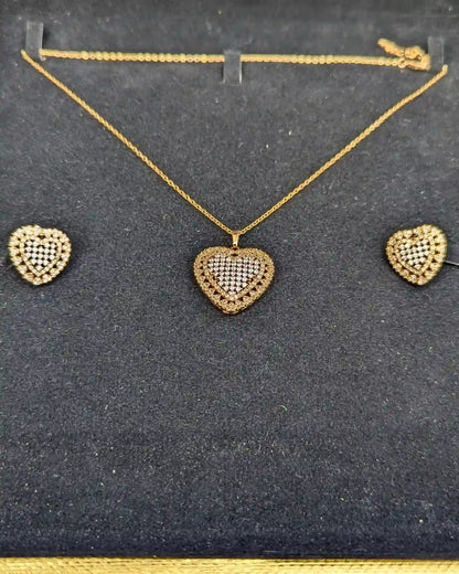 Golden Heart Locket with Earrings – Jewelry Set for Girls and Women