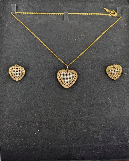Golden Heart Locket with Earrings – Jewelry Set for Girls and Women