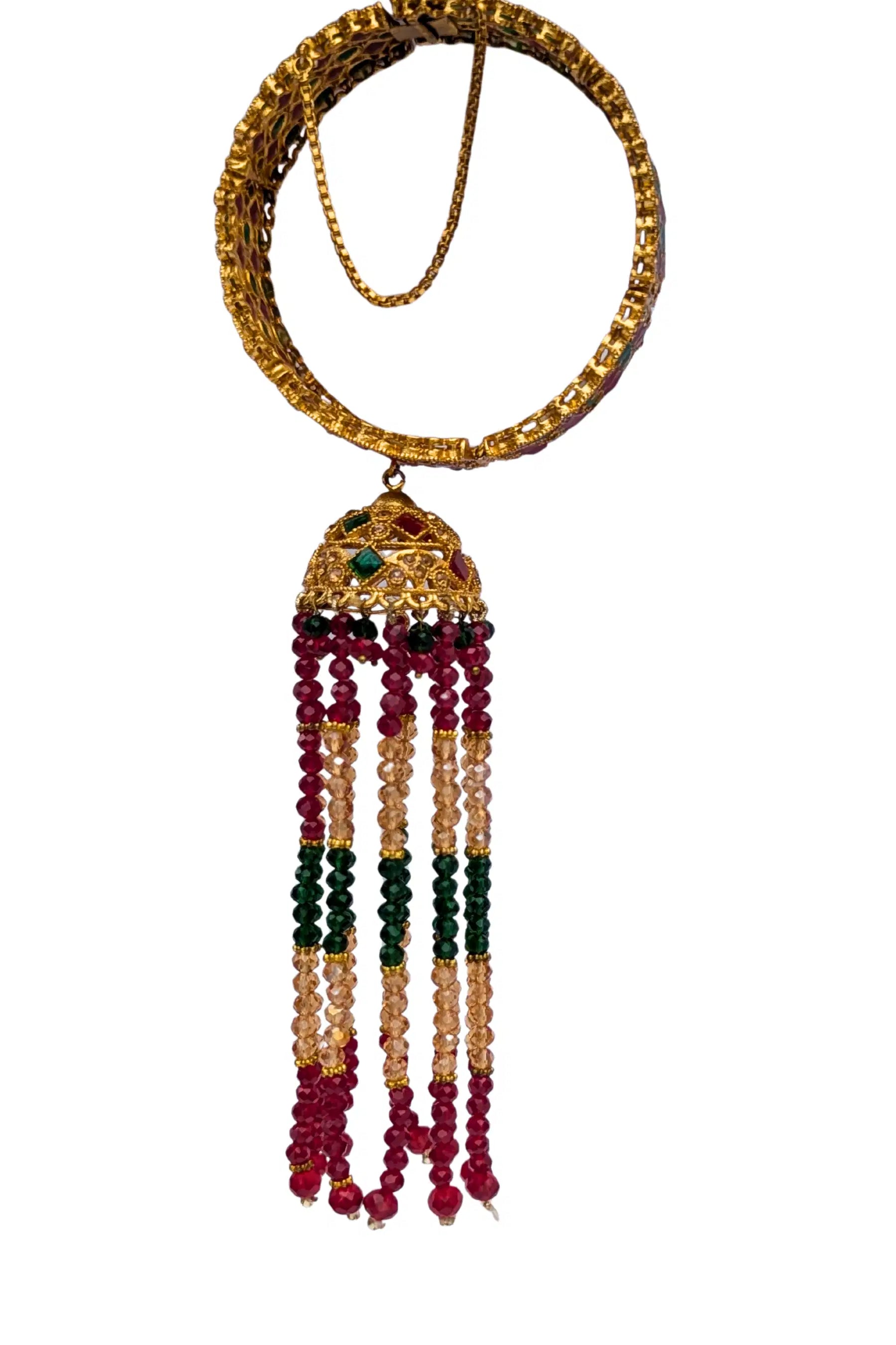 Decorative bracelet with beads on a white background